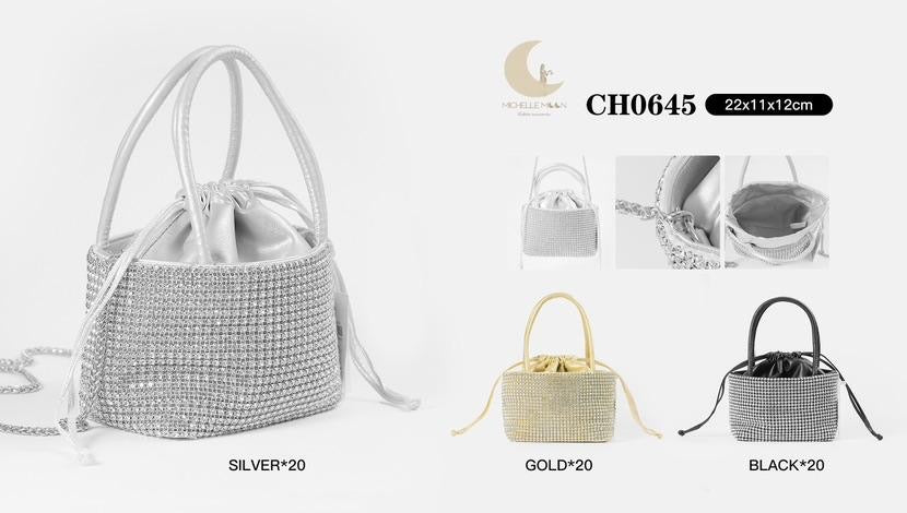 BORSA MODA DONNA A CESTINO CON STRASS E CHIUSURA, ART. CH0645